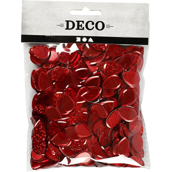Pailletten, Regentropfen, Größe 14x19 mm, Rot, 50 g/ 1 Pck – Bild 2