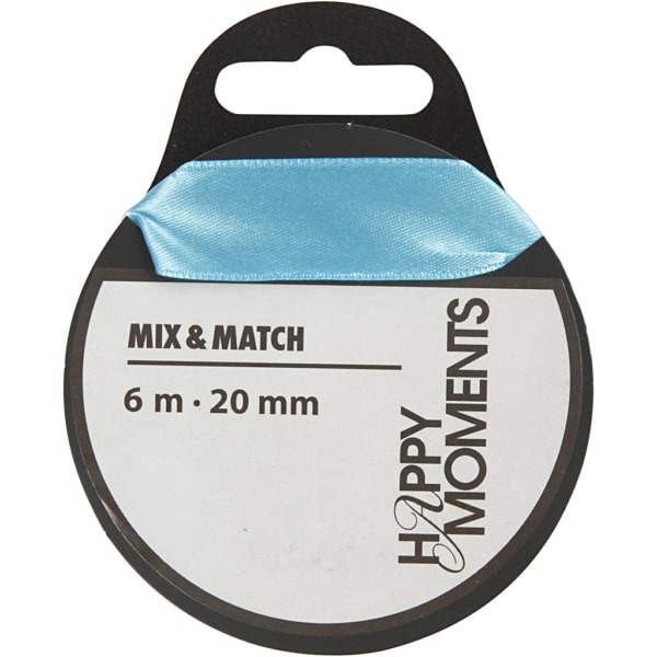 Satinband, B 20 mm, Hellblau, 6 m/ 1 Rolle – Bild 2