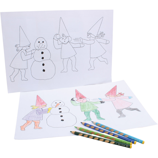 Adventkalender mit Wichtelmännern bei der Schneeballschlacht, A3, Größe 30x42 cm, Weiß, 30 Stk/ 1 Pck – Bild 2