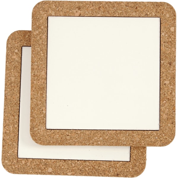 Untersetzer mit Korkrahmen, Größe 15,5x15,5x1 cm, Weiß, 2 Stk/ 1 Pck – Bild 2