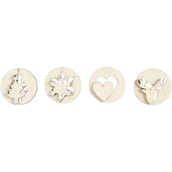 Hänge-Dekoration 2 in1 - Sortiment, D 7 cm, Lochgröße 3 mm, Dicke 4 mm, 8 Stk/ 1 Pck – Bild 4