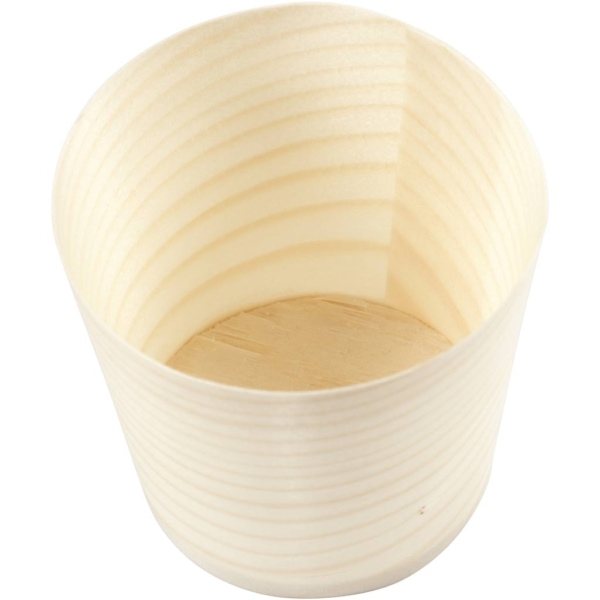 Becher aus Spanholz, H 6 cm, D 5,5 cm, 12 Stk/ 1 Pck – Bild 2