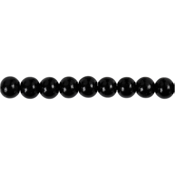 Holzperlen, D 8 mm, Lochgröße 2 mm, Schwarz, 15 g/ 1 Pck, 80 Stck. – Bild 4