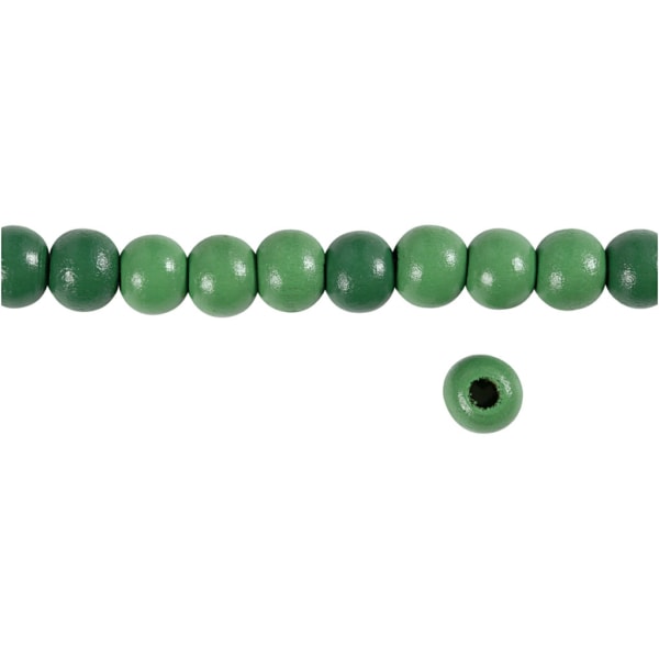 Holzperlen, D 10 mm, Lochgröße 3 mm, Grün, 20 g/ 1 Pck – Bild 4