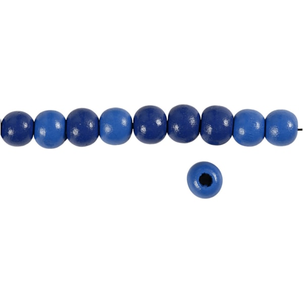 Holzperlen, D 10 mm, Lochgröße 3 mm, Blau, 20 g/ 1 Pck – Bild 4