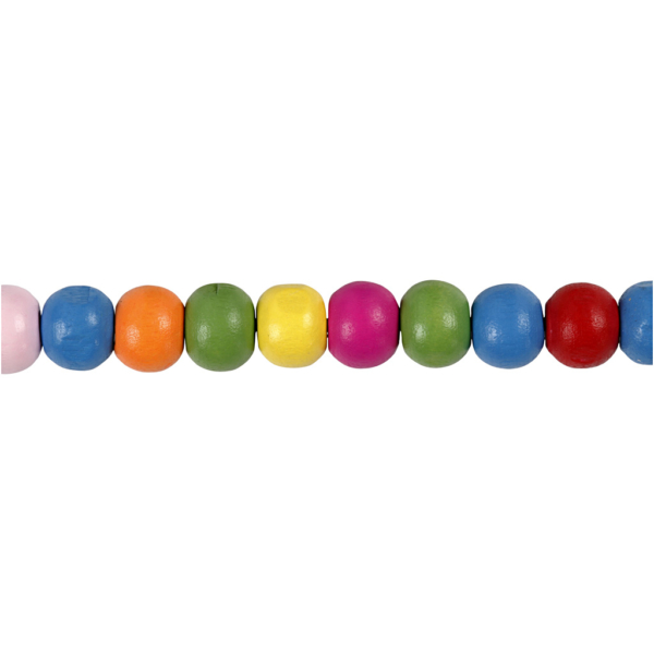 Holzperlen, D 8 mm, Lochgröße 1,5-2 mm, Sortierte Farben, 16 g/ 1 Pck – Bild 3
