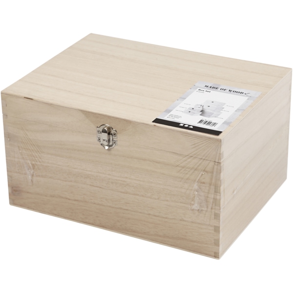 Holzkästen-Set , H 5+7+9+11+13+15 cm, L 8+11,8+15,8+20+24+27,7 cm, B 5,8+8,8+12+15+18+21 cm, 6 Stk/ 1 Set – Bild 3