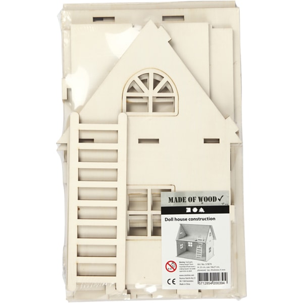 Puppenhaus zum Zusammenbauen, H 25 cm, Größe 18x27 cm, 1 Stk – Bild 3