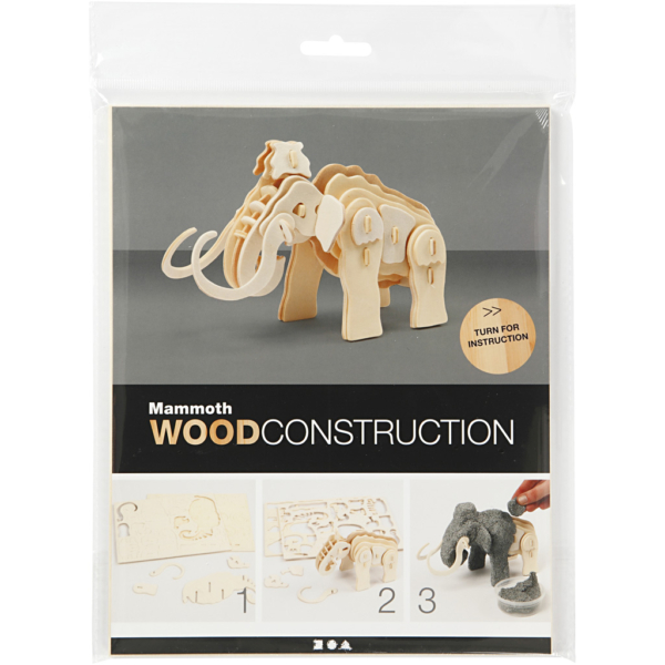 3D-Figuren zum Zusammensetzen, Mammut, Größe 19x8,5x11 cm, 1 Stk – Bild 3