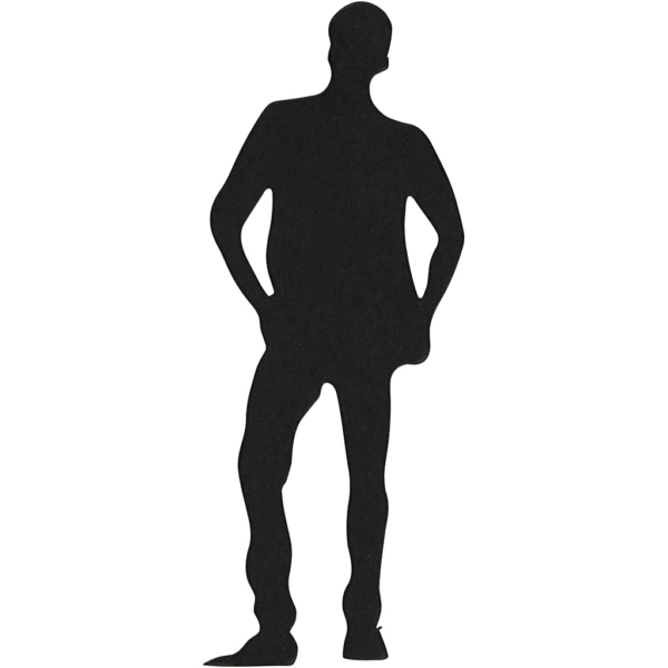 Stanzfigur aus Karton, Junger Mann, Größe 35x80 mm, Schwarz, 10 Stk/ 1 Pck