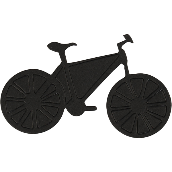 Stanzfigur aus Karton, Fahrrad, Größe 77x48 mm, Schwarz, 10 Stk/ 1 Pck – Bild 3