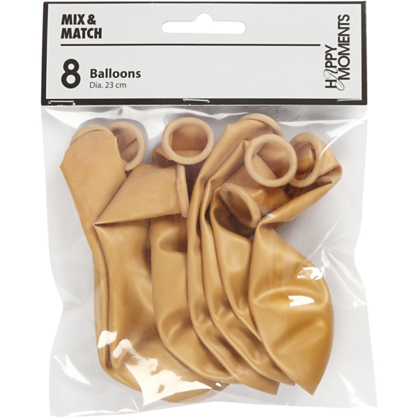 Ballons, rund, D 23 cm, Gold, 8 Stk/ 1 Pck – Bild 4