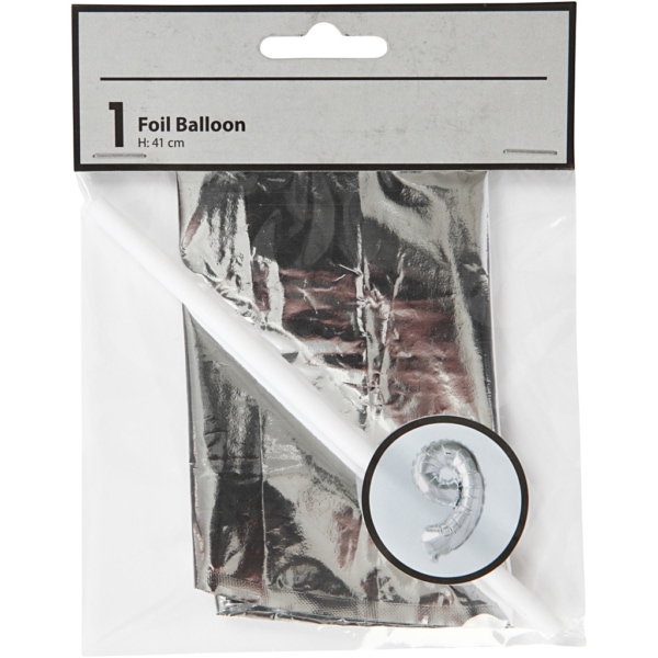 Folienballon, 9, H 41 cm, Silber, 1 Stk – Bild 2