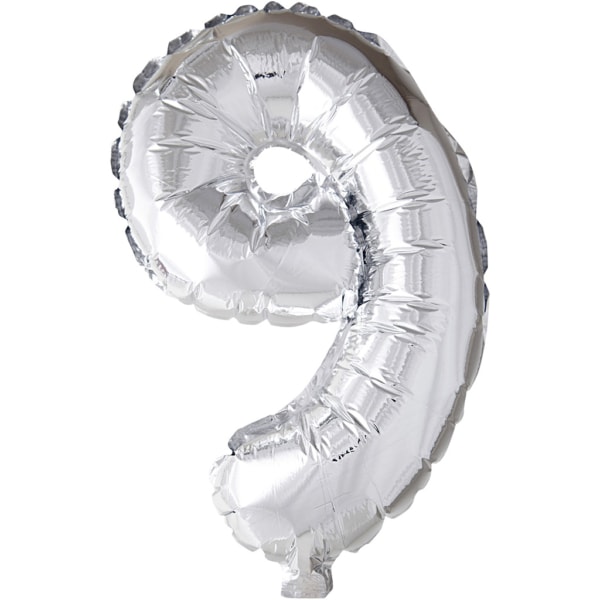 Folienballon, 9, H 41 cm, Silber, 1 Stk – Bild 3