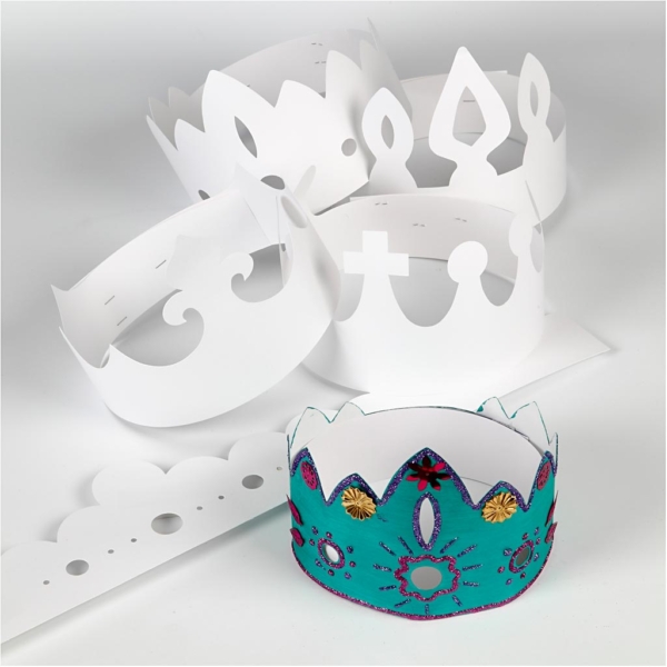 Kronen, H 10-16,5 cm, L 60 cm, 230 g, Weiß, 5 Stk/ 1 Pck – Bild 6
