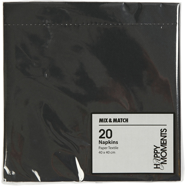 Servietten, Größe 40x40 cm, 60 g, Schwarz, 20 Stk/ 1 Pck – Bild 4