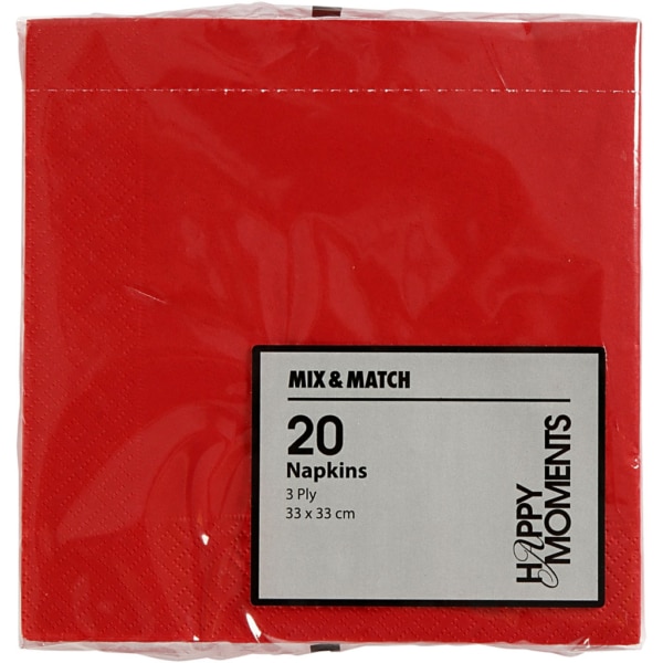 Servietten, Größe 33x33 cm, Rot, 20 Stk/ 1 Pck – Bild 3