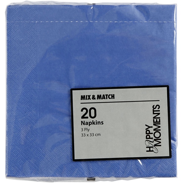 Servietten, weißer Rückseite, Größe 33x33 cm, Hellblau, 20 Stk/ 1 Pck – Bild 3