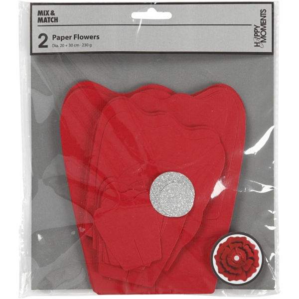 Papierblumen, D 15+25 cm, 230 g, Rot, 2 Stk/ 1 Pck – Bild 3