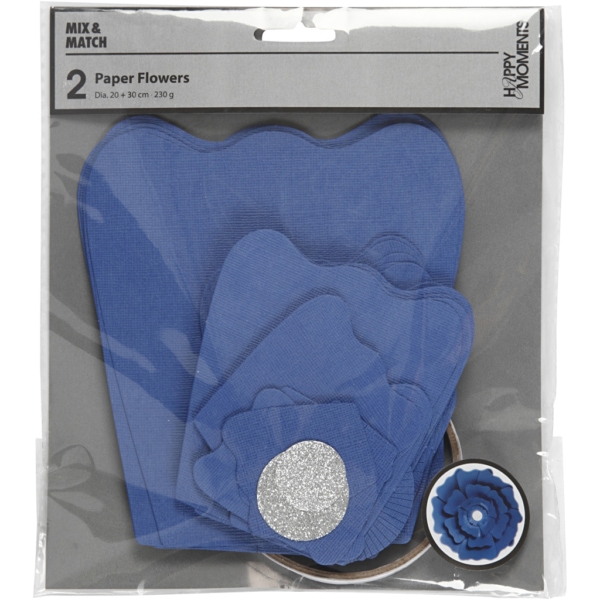 Papierblumen, D 15+25 cm, 230 g, Blau, 2 Stk/ 1 Pck – Bild 3