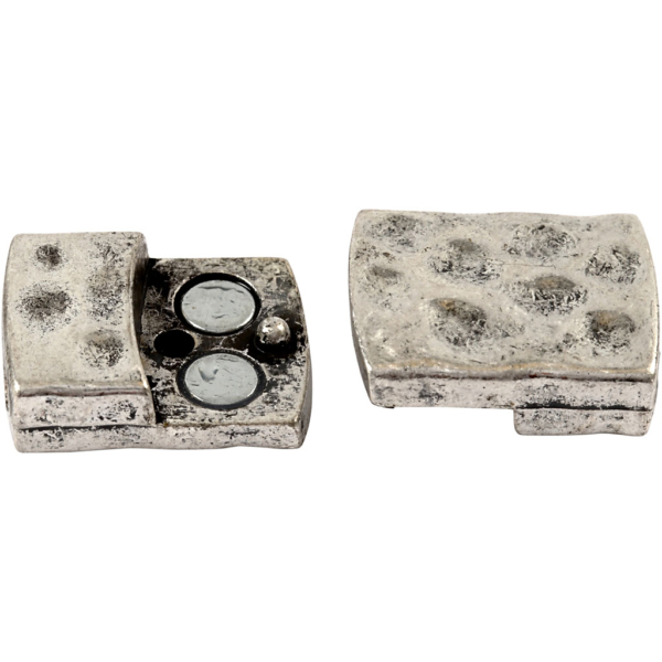 Magnetschloss, Größe 7x29 mm, Lochgröße 3x10 mm, Antiksilber, 1 Stk – Bild 4
