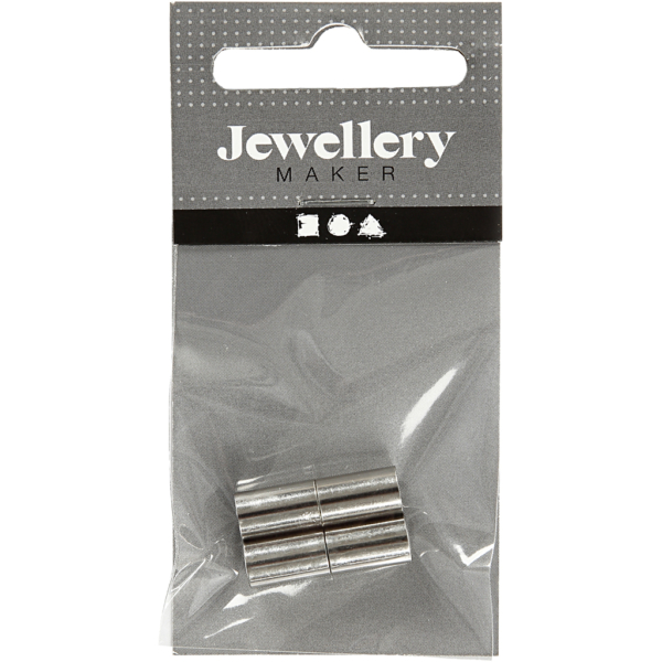 Magnetverschluss, L 20 mm, Lochgröße 5 mm, Versilbert, 2 Stk/ 1 Pck – Bild 2