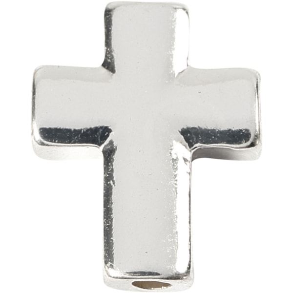 Kreuz, Größe 13x17 mm, Lochgröße 2 mm, Versilbert, 3 Stk/ 1 Pck