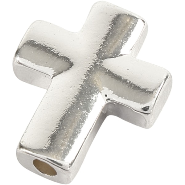 Kreuz, Größe 13x17 mm, Lochgröße 2 mm, Versilbert, 3 Stk/ 1 Pck – Bild 2