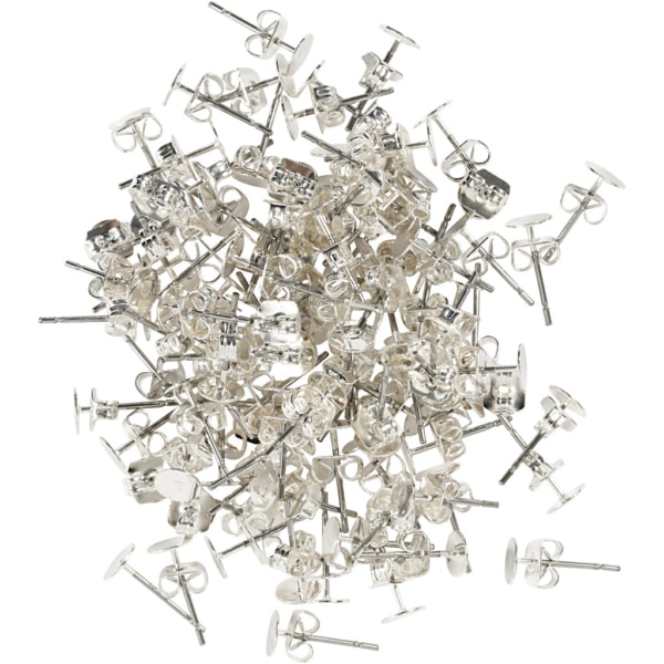 Ohrstecker-Stift, L 13 mm, Versilbert, 100 Stk/ 1 Pck – Bild 2