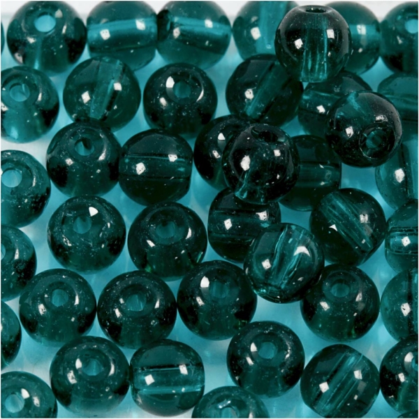 Glasperlen, D 4 mm, Lochgröße 1 mm, Grün, 45 Stk/ 1 Pck – Bild 3