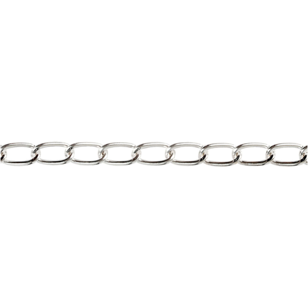 Schmuckkette, B 6 mm, Versilbert, 1 m/ 1 Pck
