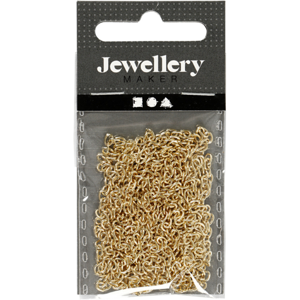 Kette, B 2 mm, Vergoldet, 2 m/ 1 Pck – Bild 2