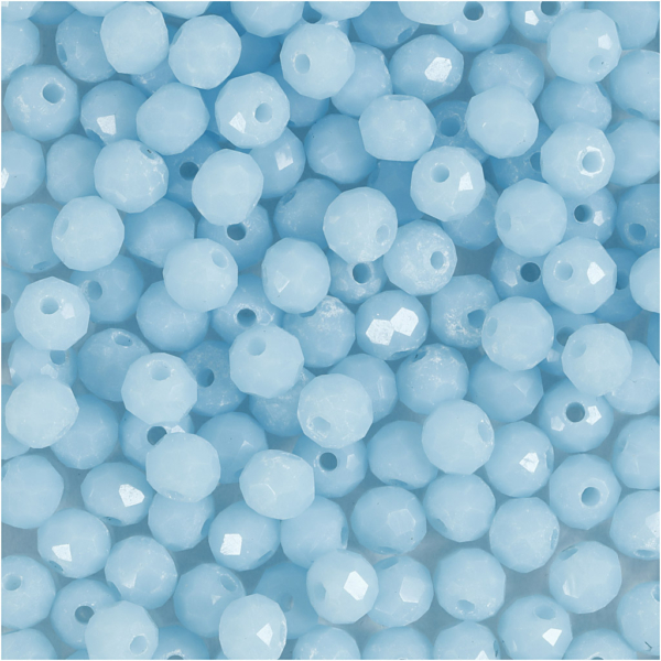 Glasschliffperlen, Größe 3x4 mm, Lochgröße 0,8 mm, Meerblau, 100 Stk/ 1 Pck – Bild 3