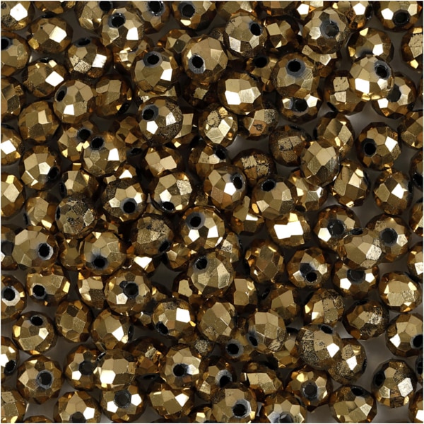 Glasschliffperlen, Größe 3x4 mm, Lochgröße 0,8 mm, Bronze metallic, 100 Stk/ 1 Pck