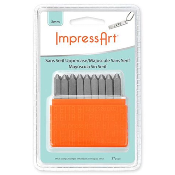 Prägestempel-Set, Großbuchstaben, Größe 3 mm, Schrifttype: Sans Serif , 27 Stk/ 1 Set – Bild 2