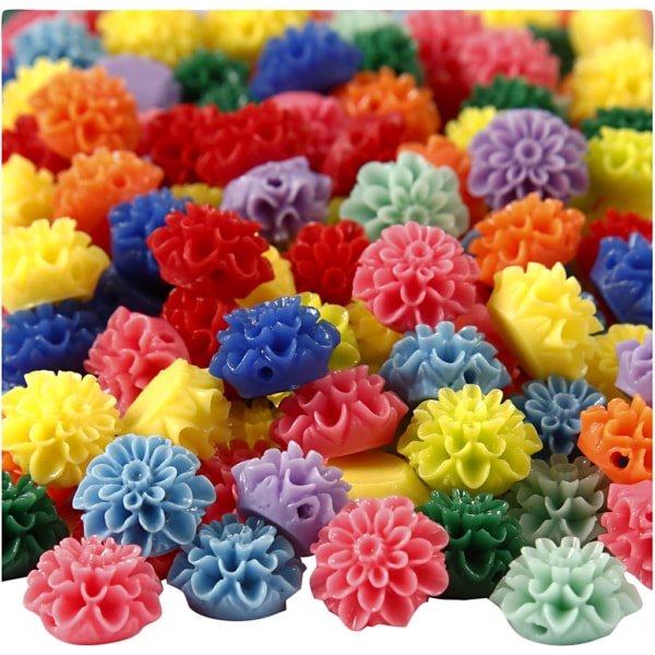 Blumenperlen, Größe 15x8 mm, Lochgröße 1,5 mm, Sortierte Farben, 10x25 Stk/ 1 Pck, 300 ml