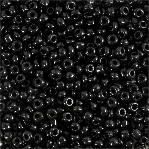 Rocailleperlen, D 3 mm, Größe 8/0 , Lochgröße 0,6-1,0 mm, Schwarz, 25 g/ 1 Pck