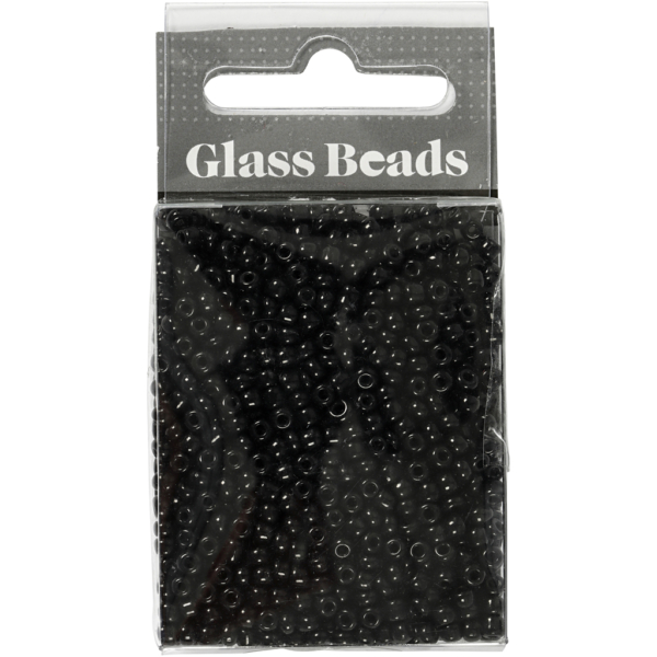 Rocailleperlen, D 3 mm, Größe 8/0 , Lochgröße 0,6-1,0 mm, Schwarz, 25 g/ 1 Pck – Bild 2