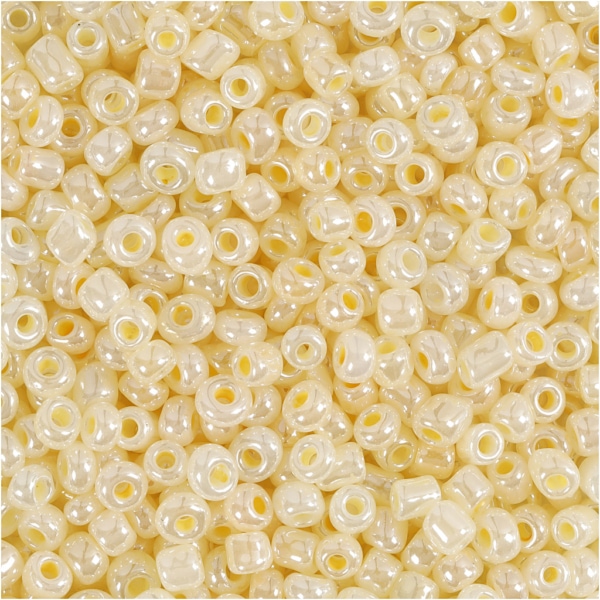 Rocailleperlen, D 3 mm, Größe 8/0 , Lochgröße 0,6-1,0 mm, Elfenbein, 25 g/ 1 Pck