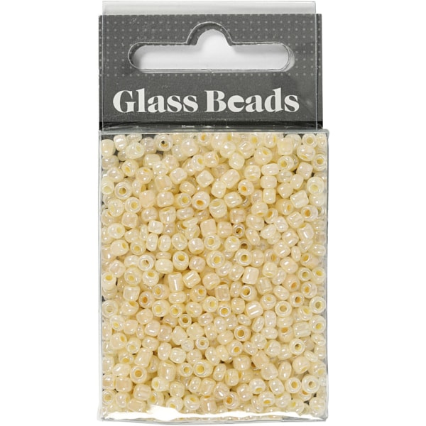 Rocailleperlen, D 3 mm, Größe 8/0 , Lochgröße 0,6-1,0 mm, Elfenbein, 25 g/ 1 Pck – Bild 2