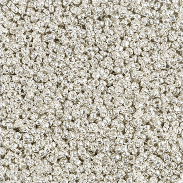 Rocailleperlen, D 1,7 mm, Größe 15/0 , Lochgröße 0,5-0,8 mm, Silver Metall, 25 g/ 1 Pck