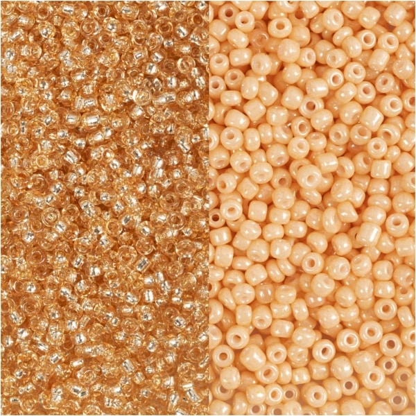 Rocailleperlen, D 1,7 mm, Größe 15/0 , Lochgröße 0,5-0,8 mm, Pfirsich, Hellpfirsich, 2x7 g/ 1 Pck – Bild 4