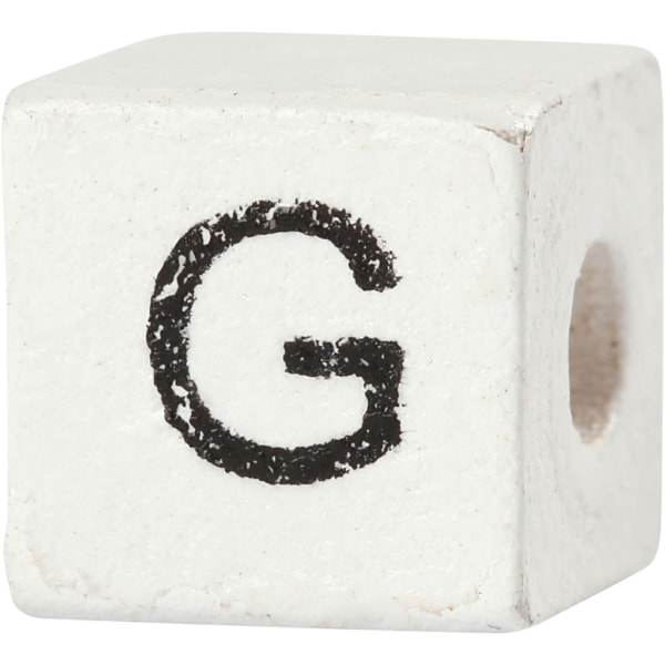 Buchstaben-Perle, G, Größe 8x8 mm, Lochgröße 3 mm, Weiß, 25 Stk/ 1 Pck – Bild 4