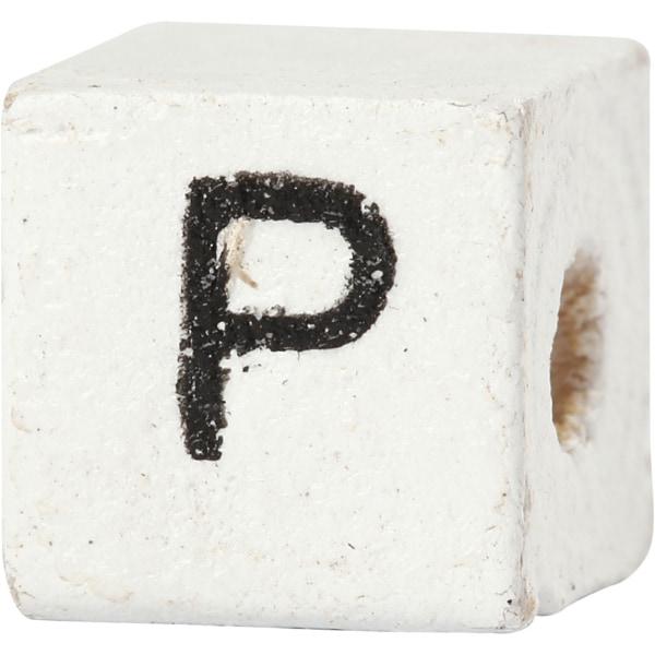 Buchstaben-Perle, P, Größe 8x8 mm, Lochgröße 3 mm, Weiß, 25 Stk/ 1 Pck – Bild 4