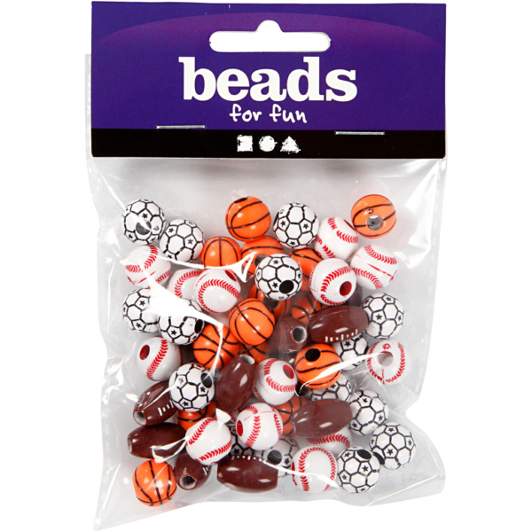 Sportball-Perlen, Größe 11-15 mm, Lochgröße 3-4 mm, Sortierte Farben, 45 g/ 1 Pck – Bild 2
