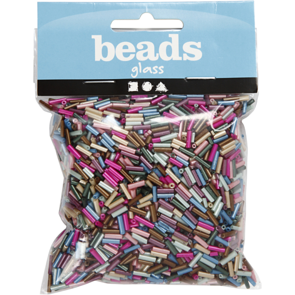 Bead Mix, L 6 mm, D 1,5-2 mm, Lochgröße 1 mm, Metallic-Farben, 130 g/ 1 Pck – Bild 2