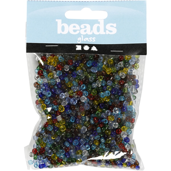 Rocailleperlen, D 4 mm, Größe 6/0 , Lochgröße 0,9-1,2 mm, Glänzend transparent, 130 g/ 1 Pck – Bild 2