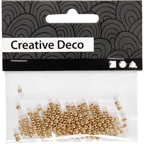 Wachsperlen, D 2,7 mm, Lochgröße 0,7 mm, Gold, 150 Stk/ 1 Pck – Bild 2