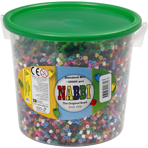 Bügelperlen, Größe 5x5 mm, Lochgröße 2,5 mm, medium, Standard-Farben, 20000 sort./ 1 Eimer – Bild 2