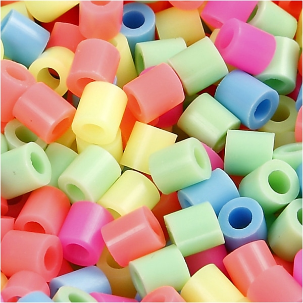 Bügelperlen, Größe 5x5 mm, Lochgröße 2,5 mm, medium, Pastellfarben, 1100 sort./ 1 Pck – Bild 3